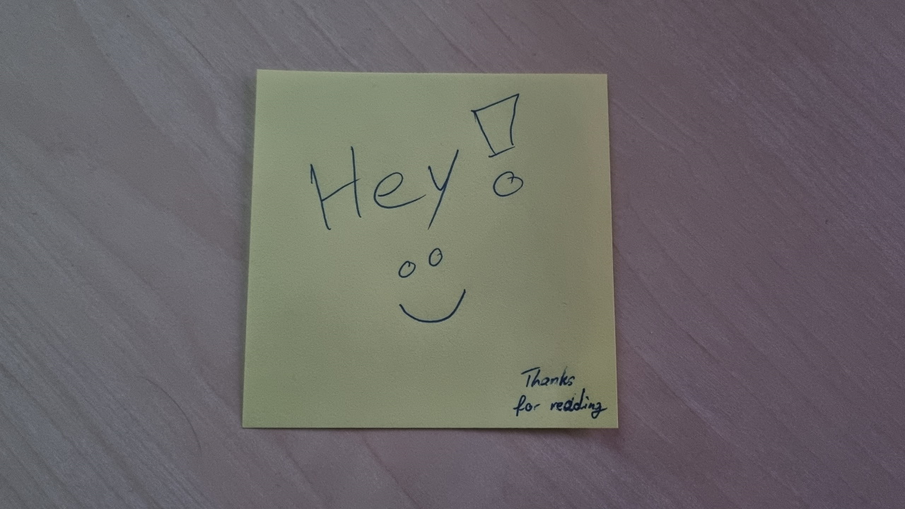 A basic example image with a little note saying "Hey!"